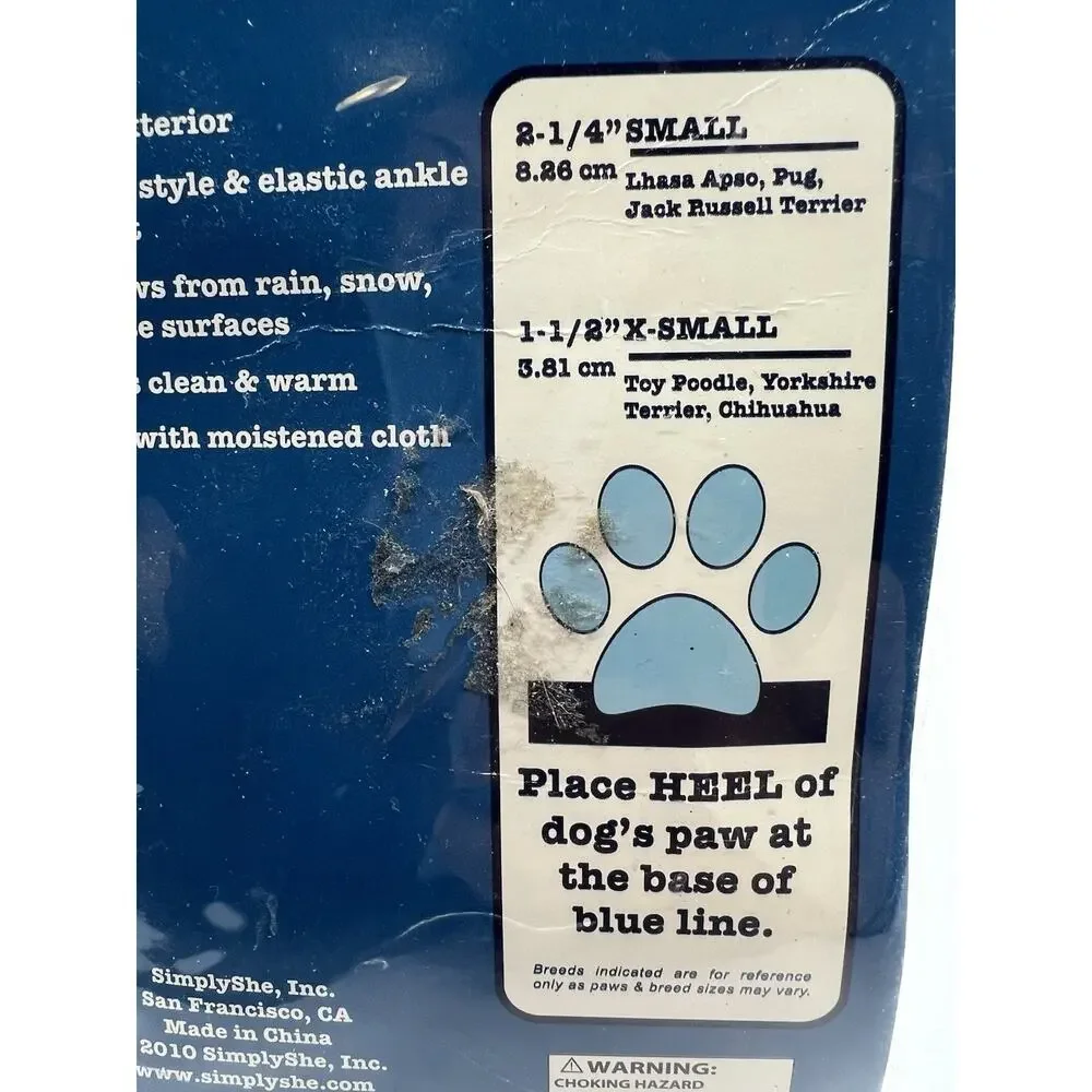 Simply Wag Dog Fleece Shoes Size Small Blue Boots Paw Protector 4 Pack